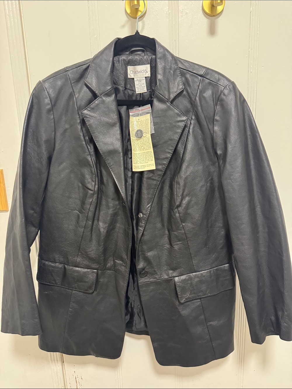 Chadwicks Black Leather Tailored Blazer
